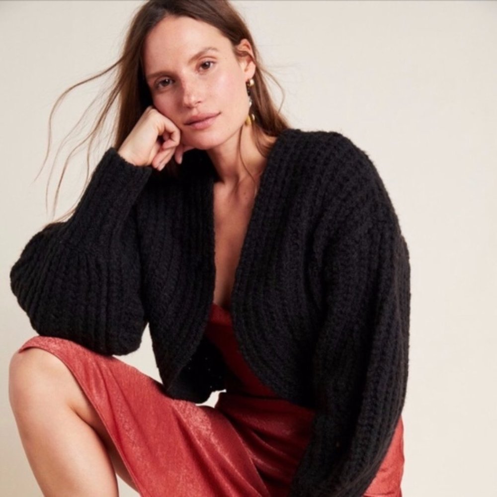 ANTHROPOLOGIE Gorgeous Black Lounge Sweater XS